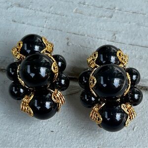 Vintage QVC Joan Rivers Sophisticated omega back Earrings - Black -